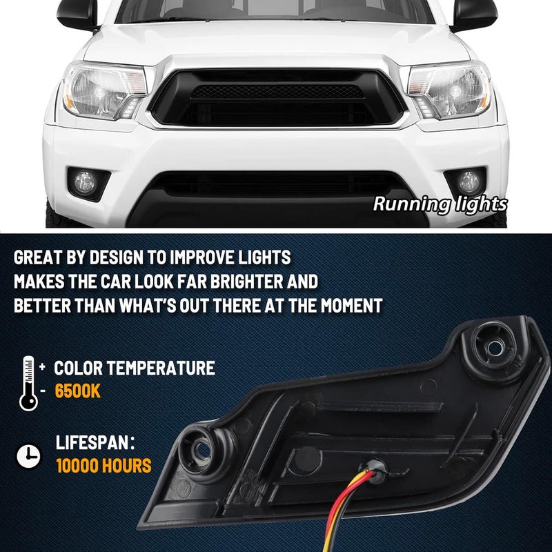GEEGEETOP FulL LED DRL Lens Front Headlight Side Marker Bumper Light Assembly Compatible with 2012-2015 Tacoma,Switchback White&Amber Functions as Tail Light Turn Signal Light - Image 3